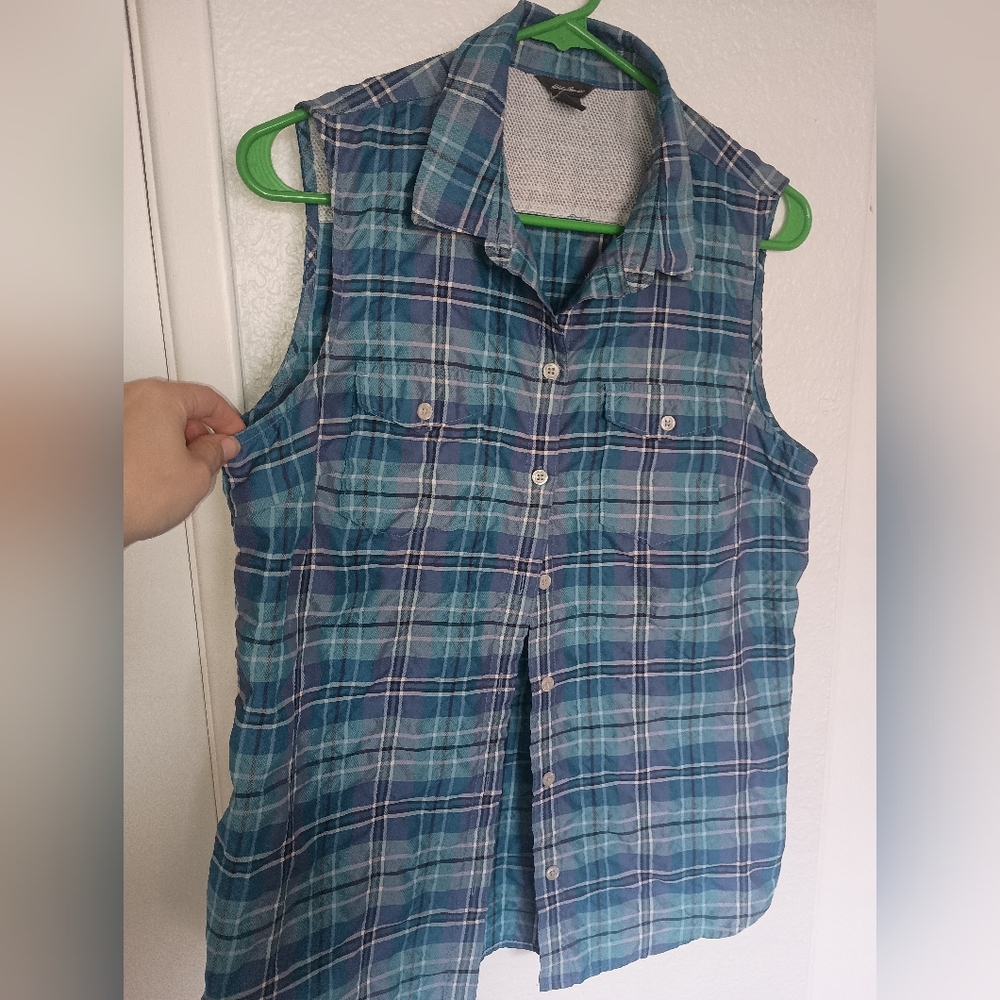 Eddie Bauer Plaid Sleeveless Shirt
